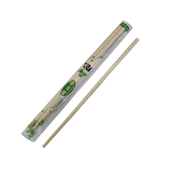 Bamboo Round Chopsticks 20cm - Plastic Wrapped