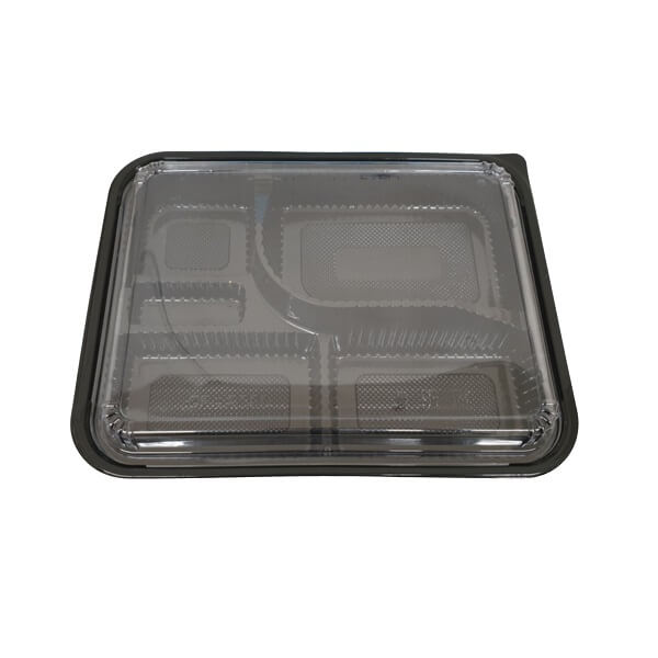 Compartment Bento Box Black PP & Clear Lid