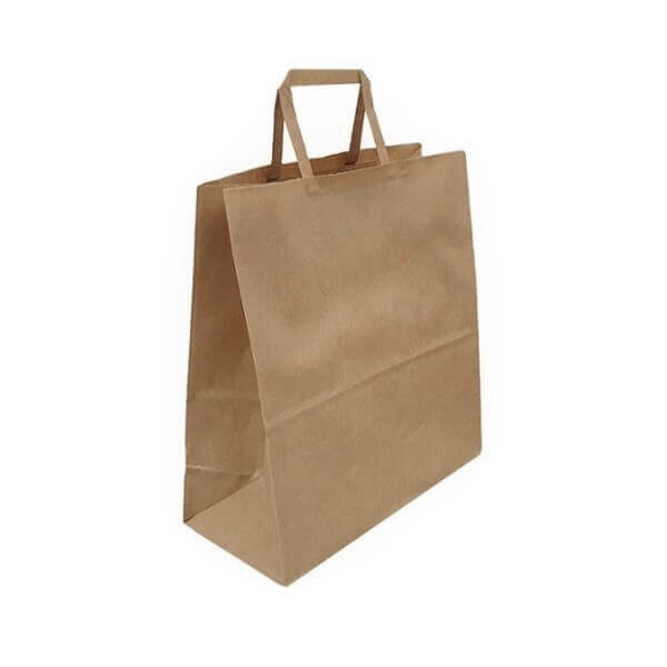 Brown Paper Carry Bag - Flat Paper Handle (Carton)